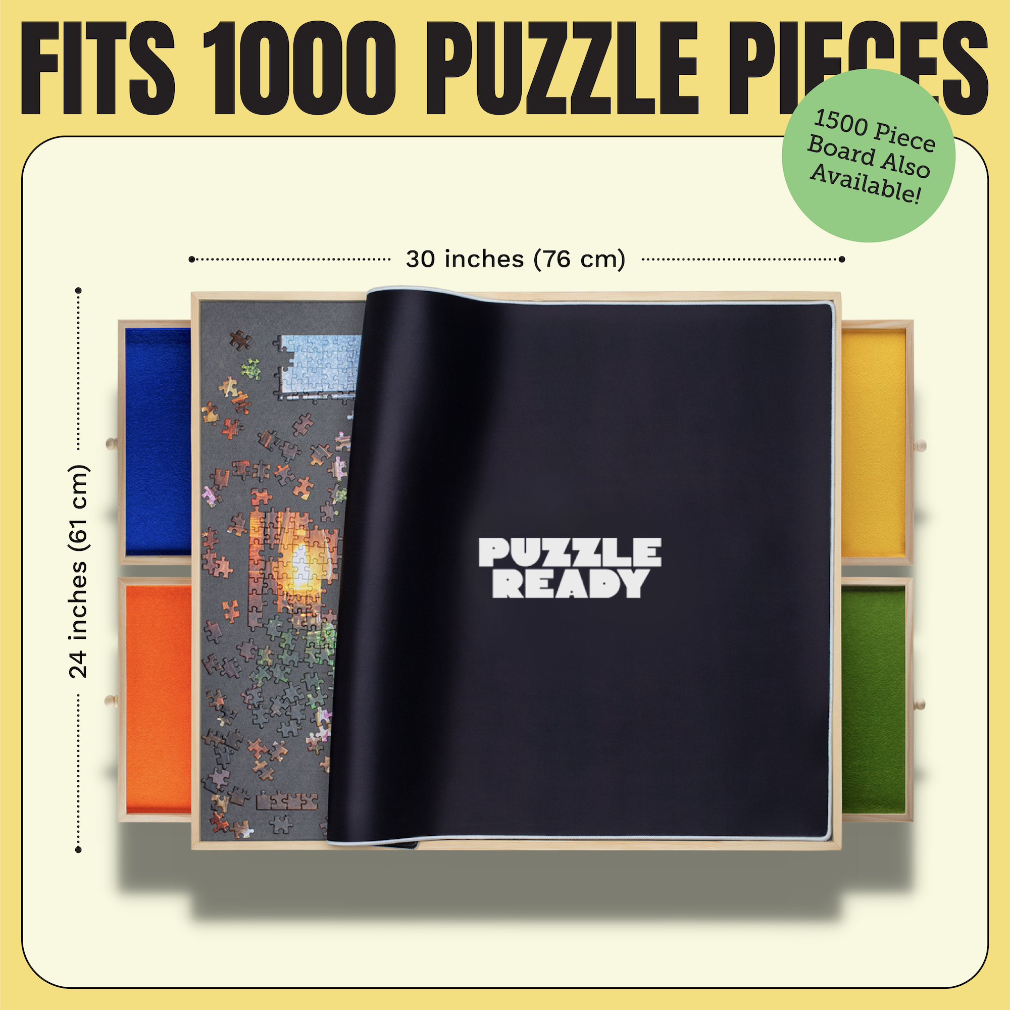 Puzzle Board with Drawers and Cover Mat