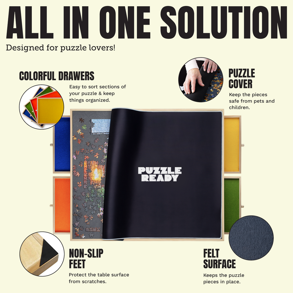 Puzzle Board with Drawers and Cover Mat