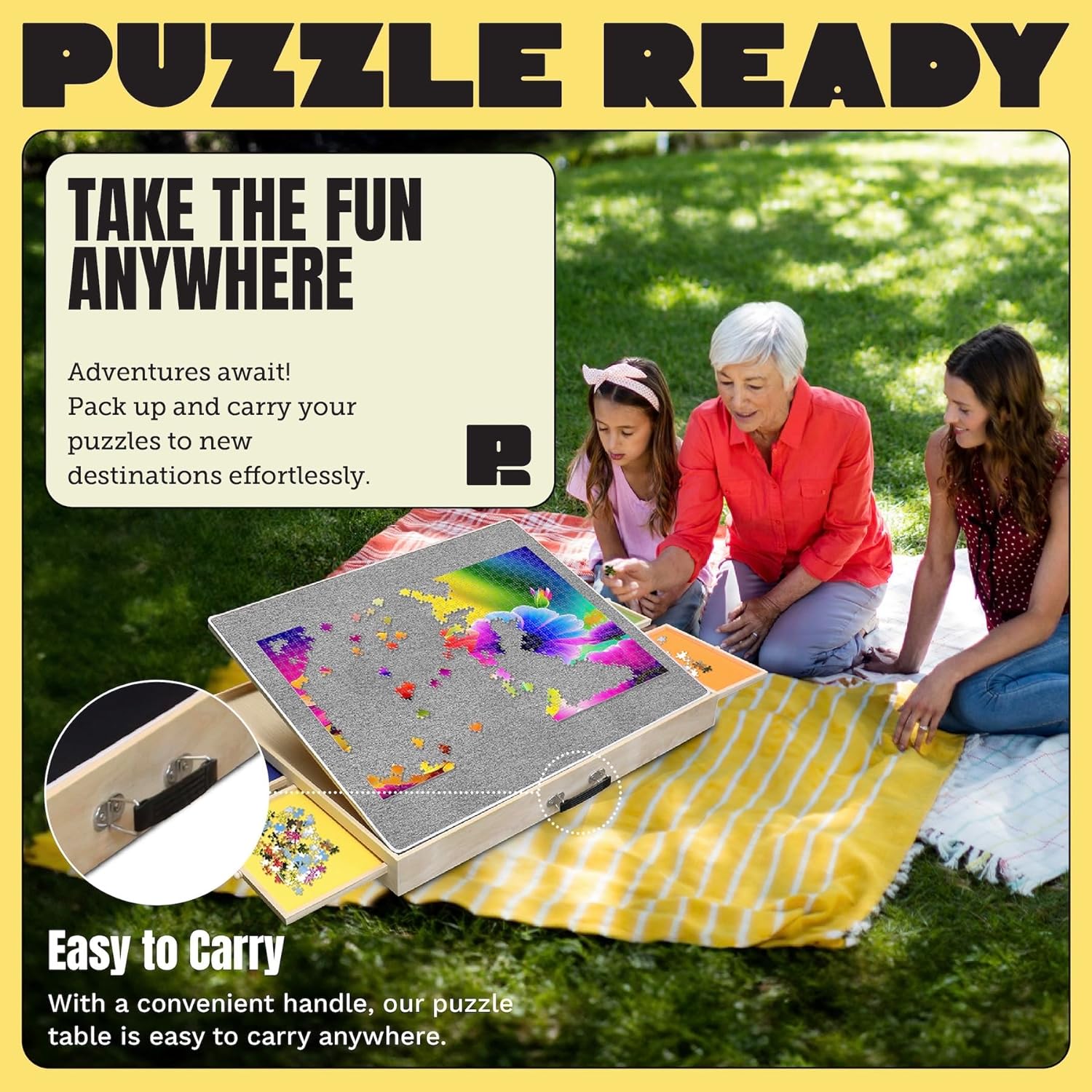 Puzzle Ready Tilting Board Adjustable, Portable Puzzle Table for 1000 & 1500 Piece Puzzles