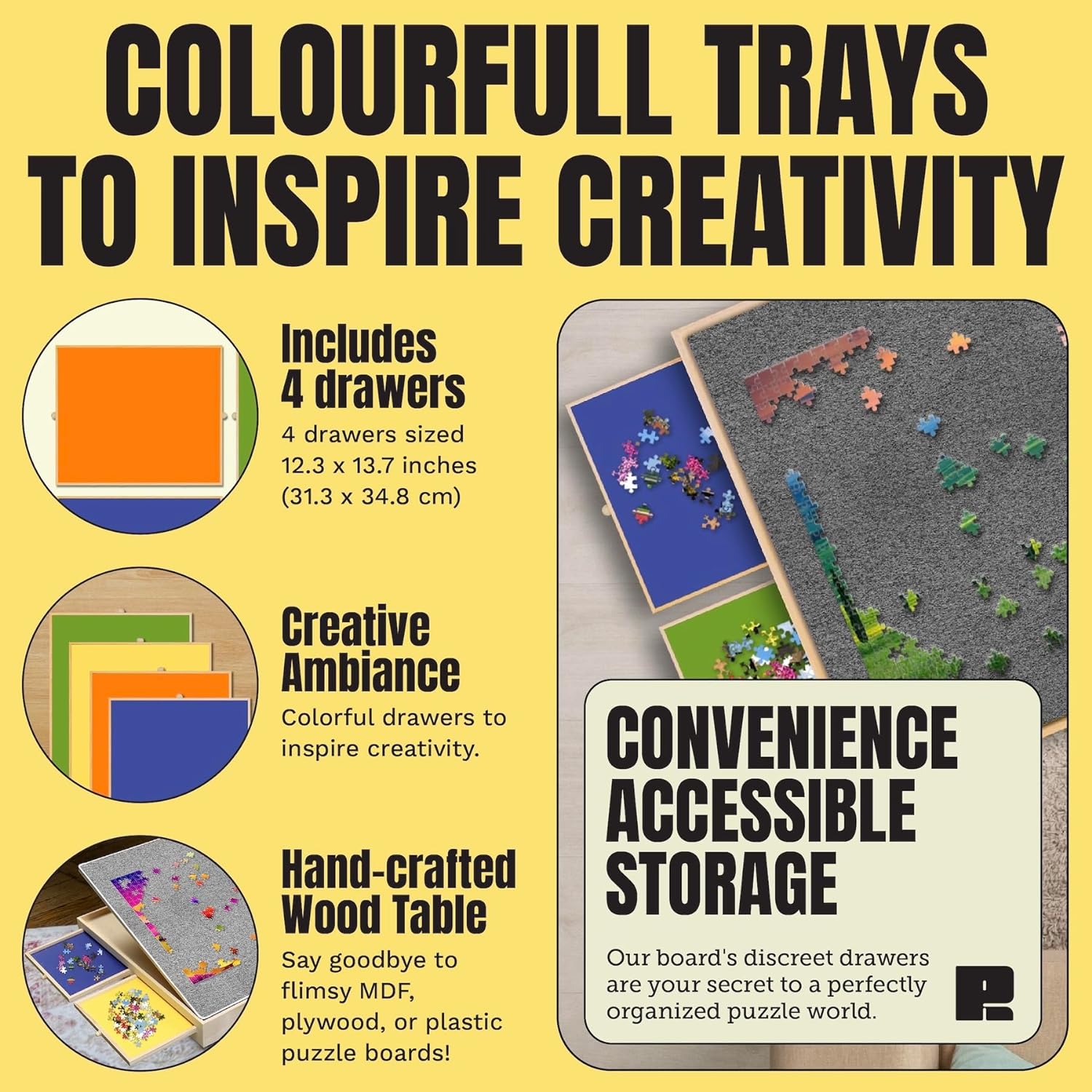 Puzzle Ready Tilting Board Adjustable, Portable Puzzle Table for 1000 & 1500 Piece Puzzles