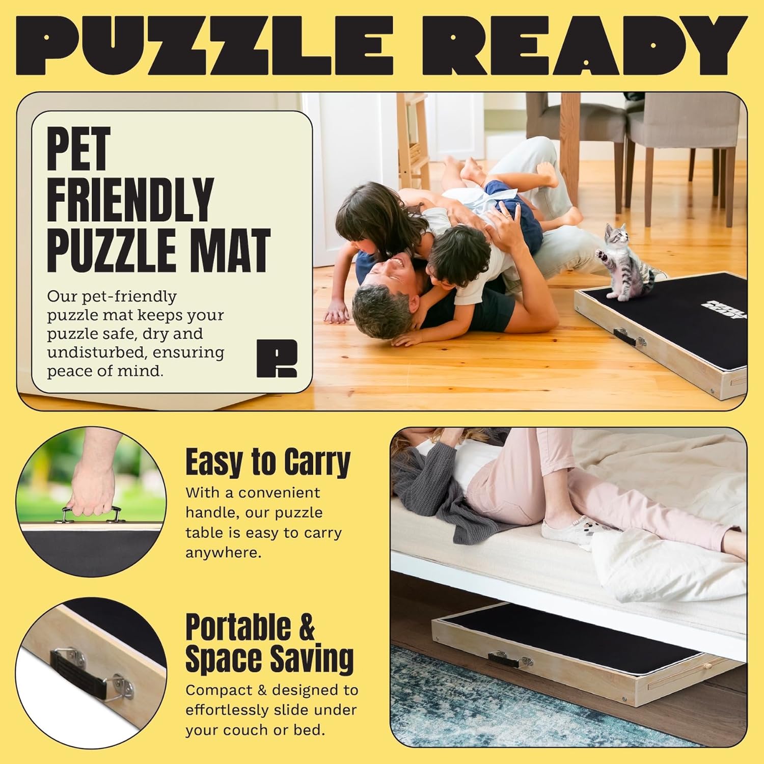 Puzzle Ready Tilting Board Adjustable, Portable Puzzle Table for 1000 & 1500 Piece Puzzles