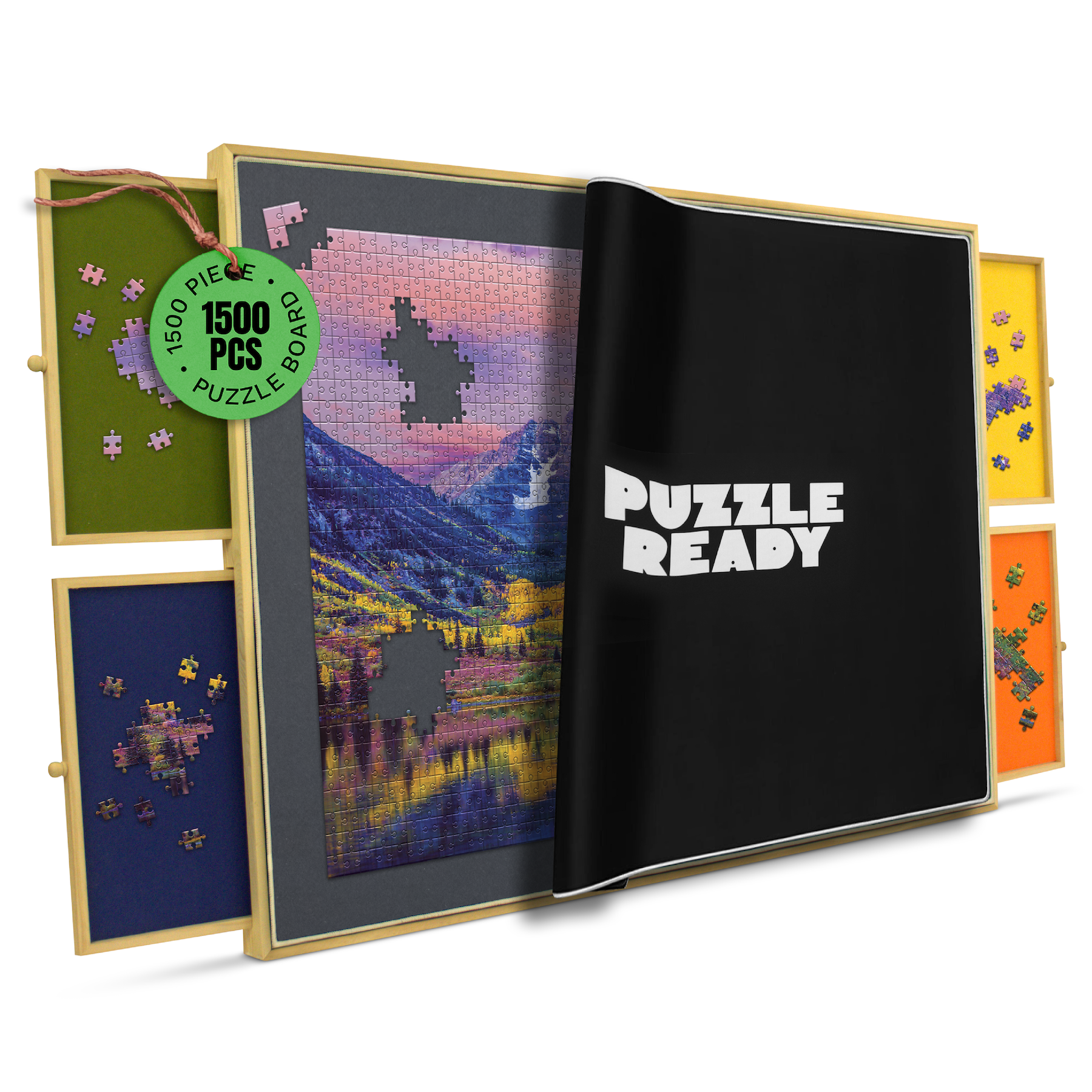 Puzzle Board with Drawers and Cover Mat